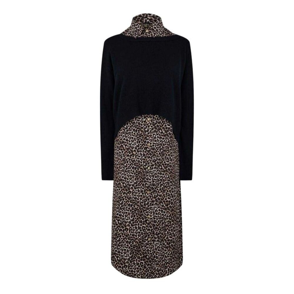 Biba Womens/Ladies Leopard Print 2 in 1 Jumper Dress / Black/Brown